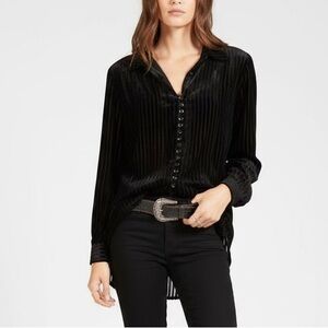 Knot Sisters “Nina” Blouse in Black Velvet Stripe Size XS (Oversized)